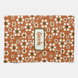 メキシカンのテラコッタフローラ花 キッチンタオル