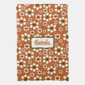 メキシカンのテラコッタフローラ花 キッチンタオル (縦)