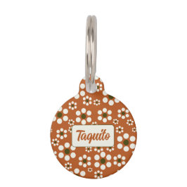 メキシカンのテラコッタフローラ花 ペット ネームタグ