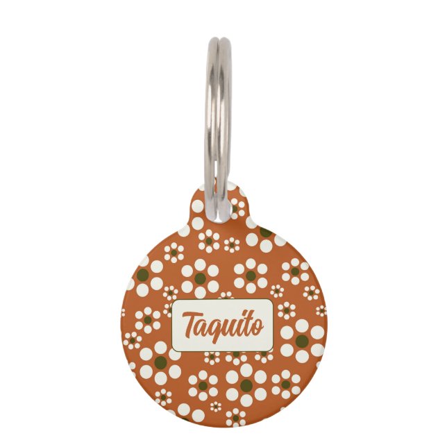 メキシカンのテラコッタフローラ花 ペット　ネームタグ (正面)