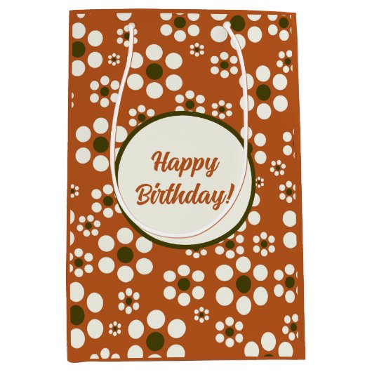 メキシカンのテラコッタフローラ花 ミディアムペーパーバッグ (正面)