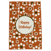 メキシカンのテラコッタフローラ花 ミディアムペーパーバッグ (裏面)