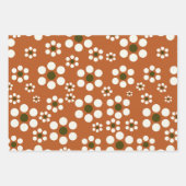 メキシカンのテラコッタフローラ花 ラッピングペーパーシート (正面3)