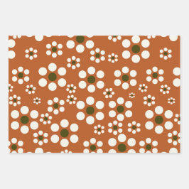 メキシカンのテラコッタフローラ花 ラッピングペーパーシート