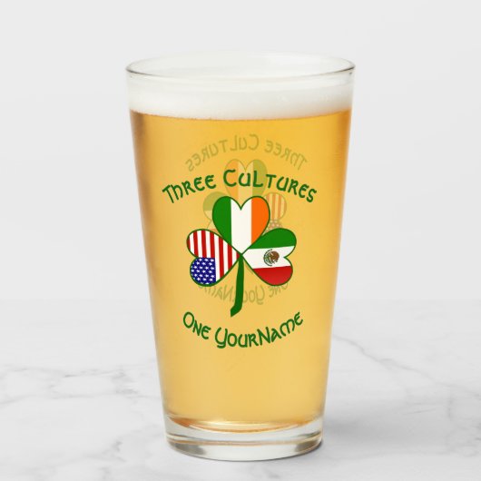 メキシカンアイリッシュアメリカンフラッグスシャムロパーソナライズされたック タンブラーグラス (ドリンク正面)