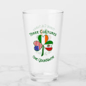 メキシカンアイリッシュアメリカンフラッグスシャムロパーソナライズされたック タンブラーグラス (正面)