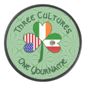 メキシカンアイリッシュアメリカ国旗のシャムロパーソナライズされたック アイスホッケーパック (正面)