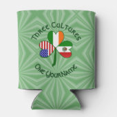 メキシカンアイリッシュアメリカ国旗のシャムロパーソナライズされたック 缶クーラー (裏面)
