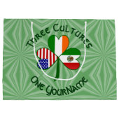 メキシカンアイリッシュ米国国旗のシャムロパーソナライズされたック大 ラージペーパーバッグ (裏面)