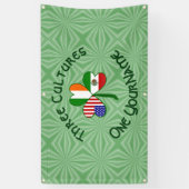 メキシカンアイルランドUSAフラッグスシャムロックパーソナライズされた 横断幕 (縦)