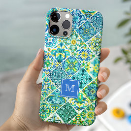 メキシカンアクアミントシチリアンメディテラニアンタイル iPhone 15ケース