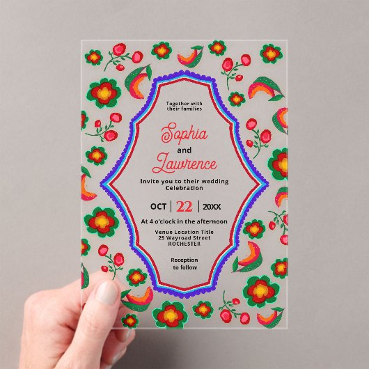 メキシカンアクリル結婚式招待状 アクリル招待状 (インサイチュ (ポータブル))