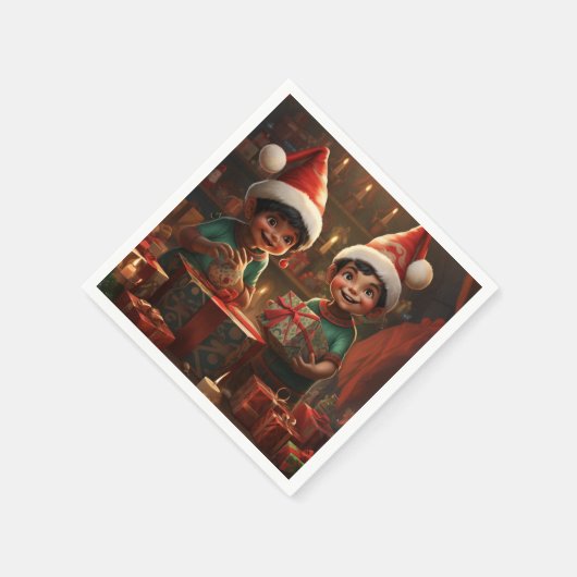 メキシカンアメリカのクリスマスエルフ スタンダードカクテルナプキン (角)