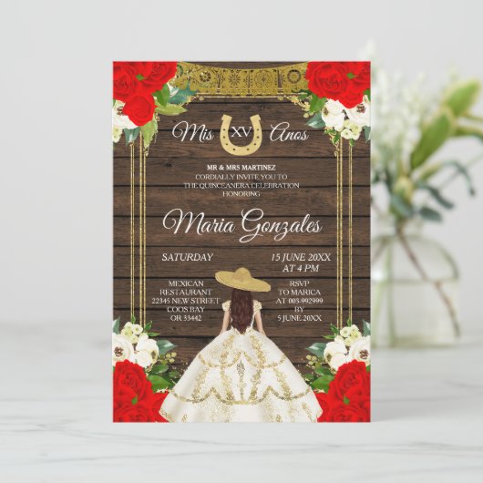 メキシカンウッドアイボリーシャルロミスXVアノス招待状 招待状 (スタンド正面)