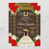 メキシカンウッドアイボリーシャルロミスXVアノス招待状 招待状 (正面/裏面)