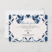 メキシカンオトミブルーフローラエレガントフィエスタ結婚ズ サンキューカード (正面)