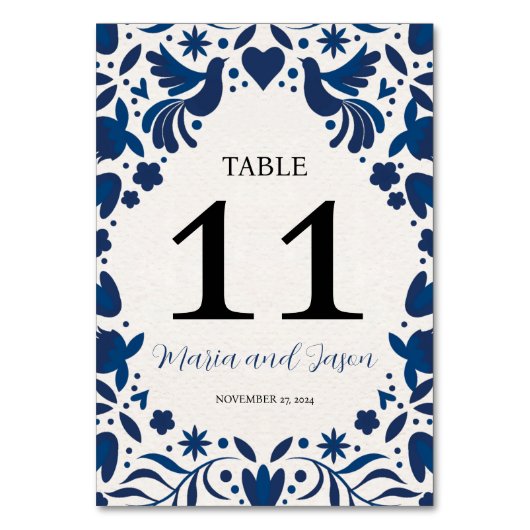 メキシカンオトミブルーフローラエレガントフィエスタ結婚ズ テーブルナンバー (正面)