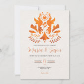 メキシカンオレンジモダンミニマリストエレガントな結婚式 招待状 (正面)
