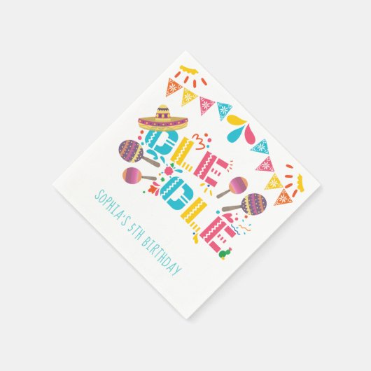 メキシカンオーレフィエスタパーソナライズされた誕生日 スタンダードカクテルナプキン (角)