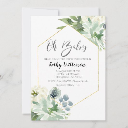 メキシカンカクタス おとこのこベイビーシャワー招待状 招待状 (正面)