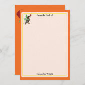 メキシカンカラス&バラオレンジパーソナライズされた文具 ノートカード (正面/裏面)
