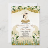 メキシカンガール第3誕生日ホワイトフローラ 招待状 (正面)