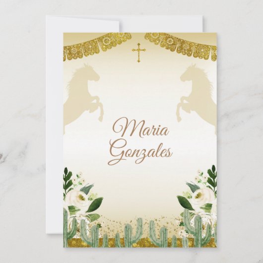 メキシカンガール第3誕生日ホワイトフローラ 招待状 (裏面)