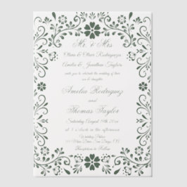 メキシカングリーンタラ結婚ベラ ベラム紙招待状