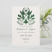 メキシカングリーンモダンミニマリスト優雅な結婚式 招待状 (スタンド正面)