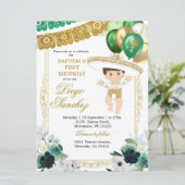 メキシカングリーン金ゴールドシャルロバプテスマと誕生日 招待状 (スタンド正面)