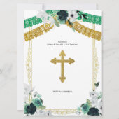 メキシカングリーン金ゴールドシャルロバプテスマと誕生日 招待状 (裏面)