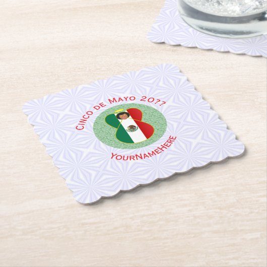 メキシカンコ・デ・マヨエンジェルパーソナライズされたー ペーパーコースター (アングル)