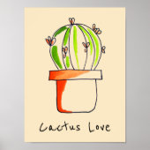 メキシカンサボクかわいいイラストレーションアート ポスター (正面)