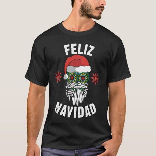 メキシカンサンタ・フェリズ・ナヴィダホットクリスマスシュガーSk Tシャツ (正面)