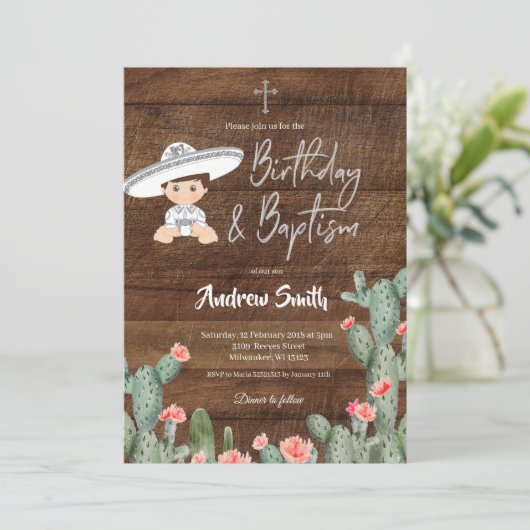 メキシカンシルバーチャロ誕生日と洗礼少年 招待状 (スタンド正面)