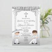 メキシカンシルバーツインボーイ洗礼と誕生日 招待状 (スタンド正面)