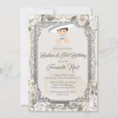 メキシカンシルバーフィエスタボーイバプテスマと誕生日 招待状 (正面)