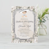 メキシカンシルバーフィエスタボーイバプテスマと誕生日 招待状 (スタンド正面)