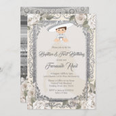 メキシカンシルバーフィエスタボーイバプテスマと誕生日 招待状 (正面/裏面)