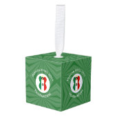 メキシカンジェルクリスマスパーソナライズされた国旗 キューブオーナメント (正面アングル)