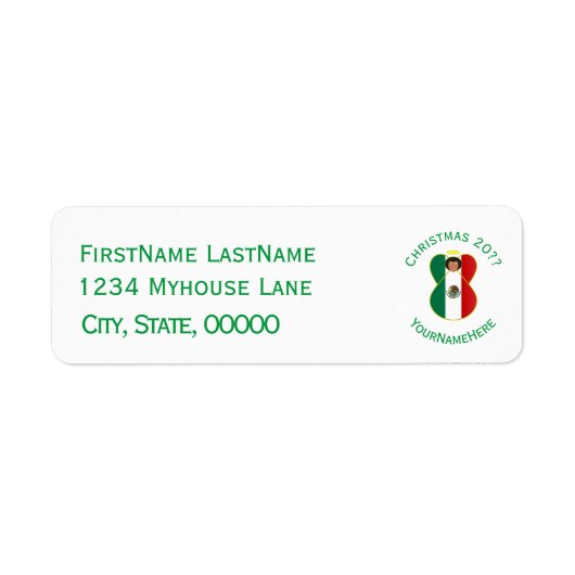 メキシカンジェルクリスマスパーソナライズされた国旗 ラベル (正面)