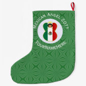 メキシカンジェルクリスマスパーソナライズされた国旗 ラージクリスマスストッキング (裏面)