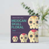 メキシカンスカル フラワーフィエスタ パーティーフェイバータグ 招待状 (スタンド正面)