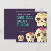 メキシカンスカル フローラル フィエスタ パーティーフェイバータグ 招待状 (正面/裏面)