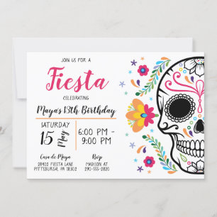 メキシカンスカル フローラル フィエスタ 誕生日招待状 招待状