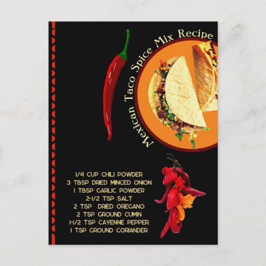 メキシカンスパイスミックスレシピ葉書 ポストカード (正面)