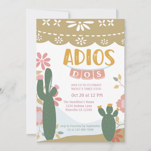 メキシカンスリーエスタアディオスドス誕生日 招待状 (正面)