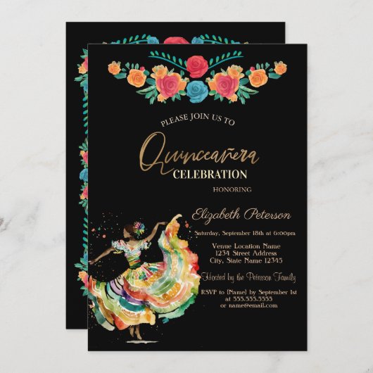 メキシカンセノリタフェスタ花キンセアニェラ 招待状 (正面/裏面)