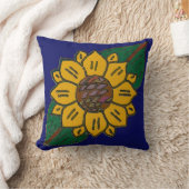 メキシカンタイルひまわり青 クッション (ブランケット)