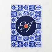 メキシカンタイル結婚マリゴールドの3倍招待状 三つ折り招待状 (カバー)